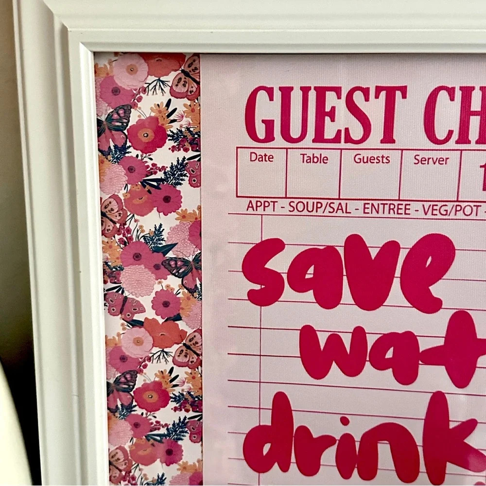Save Water, Drink Tequila Wall Art Cocktail Poster Canvas Print Framed Pink
